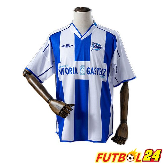 Camisetas De Futbol Deportivo Alaves Retro Primera Blanco Azul 2003-2004