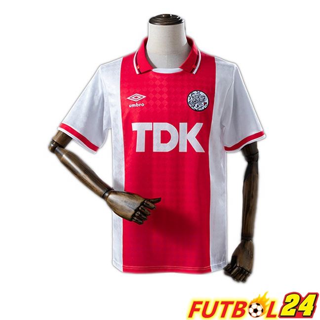 Camisetas De Futbol AFC Ajax Retro Primera Blanco Rojo 1989-1990