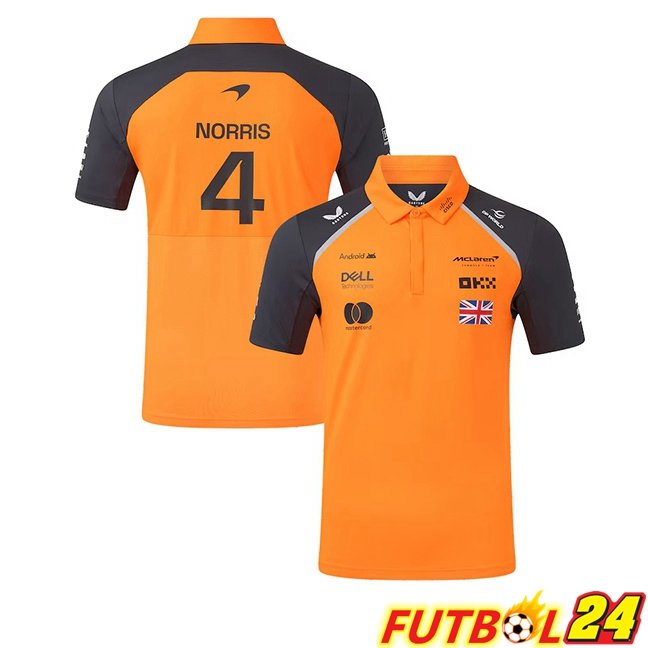 Polo Formule 1 McLaren (NORRIS 4) Naranja Azul Real 2025/2026