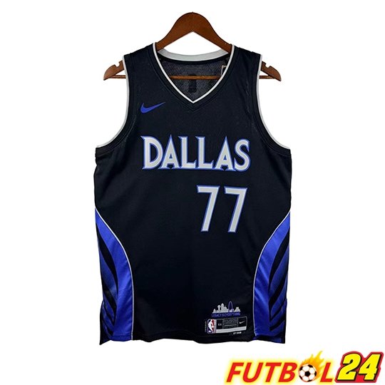 Camiseta Dallas Mavericks (DONCIC #77) Negro/Azul 2025/2026