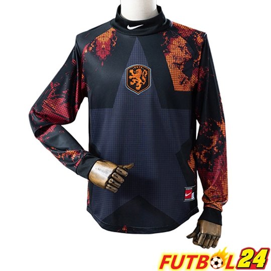 Camisetas De Futbol Países Bajos Manga Larga Portero Negro/Naranja 2026/2027