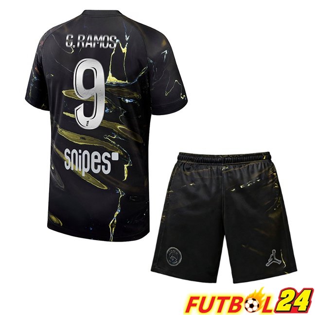 Camisetas De Futbol Paris PSG (G. Ramos 9) Ninos Edición Especial Negro 2025/2026
