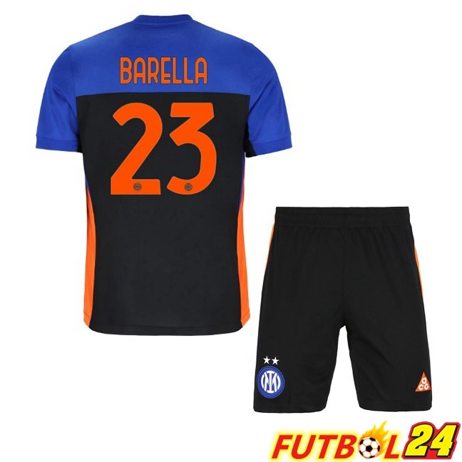 Camisetas De Futbol Inter Milan (BARELLA 23) Ninos Cuarta Azul Negro 2025/2026