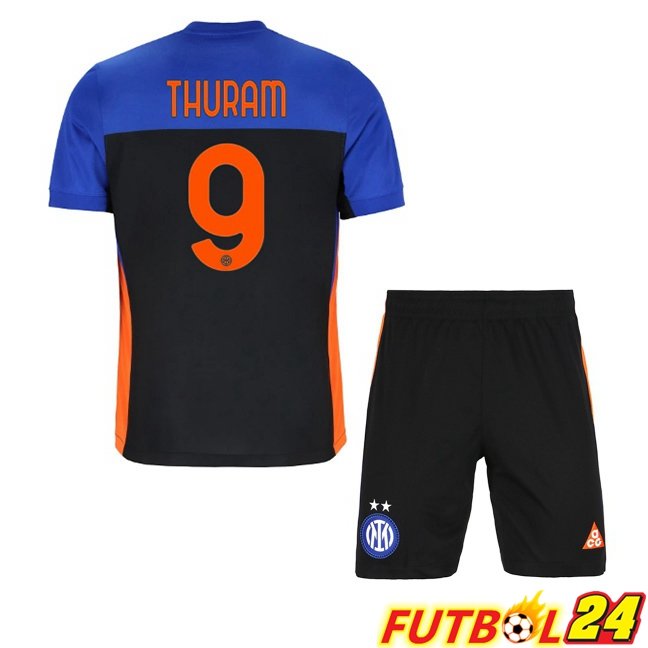 Camisetas De Futbol Inter Milan (THURAM 9) Ninos Cuarta Azul Negro 2025/2026