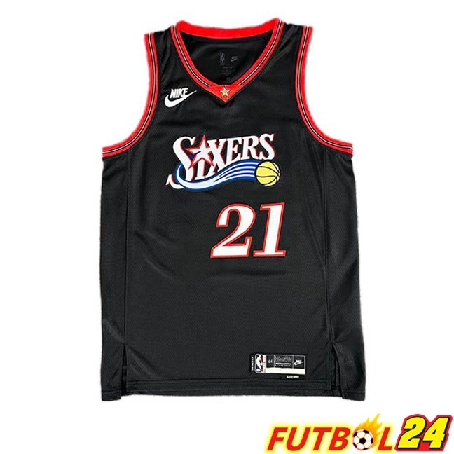Camiseta NBA Philadelphia 76ers (Joel Embiid 21) Negro 2025/2026