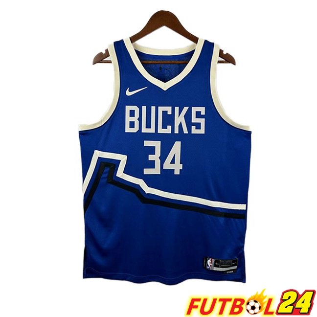 Camiseta NBA Milwaukee Bucks(Giannis Antetokounmpo 34) Azul 2024/2025