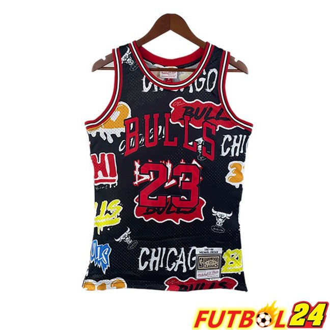 Camiseta NBA Chicago Bulls (Michael Jordan 23) Retro Negro 1997-1998