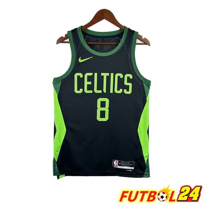 Camiseta NBA Boston Celtics (Kristaps Porzingis 8) Negro Verde 2024/2025