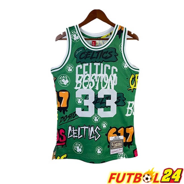 Camiseta NBA Boston Celtics (Larry Bird 33) Retro Verde 1985-1986