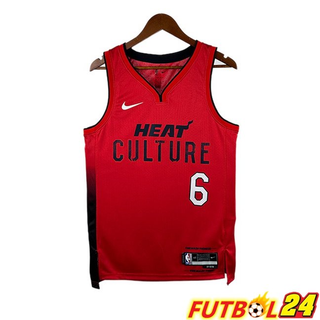 Camiseta NBA Miami Heat (LeBron James 6) Rojo 2024/2025