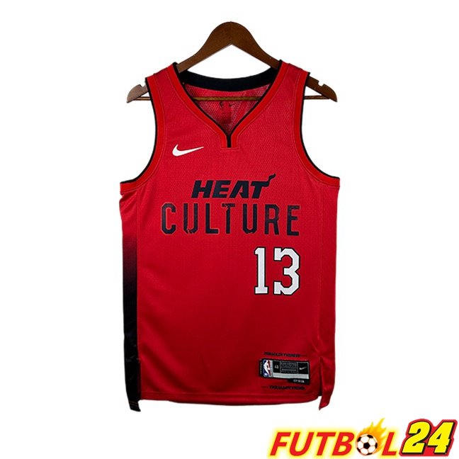 Camiseta NBA Miami Heat (Bam Adebayo 13) Rojo 2024/2025