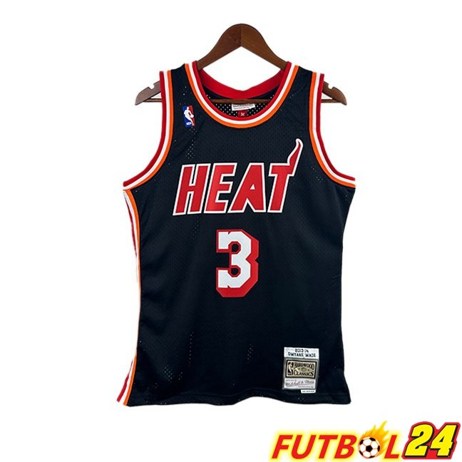 Camiseta NBA Miami Heat (Dwyane Wade 3) Retro Negro 2013-2014