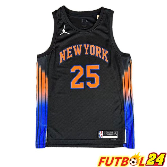Camiseta NBA New York Knicks (Mikal Bridges 25) Negro 2025/2026