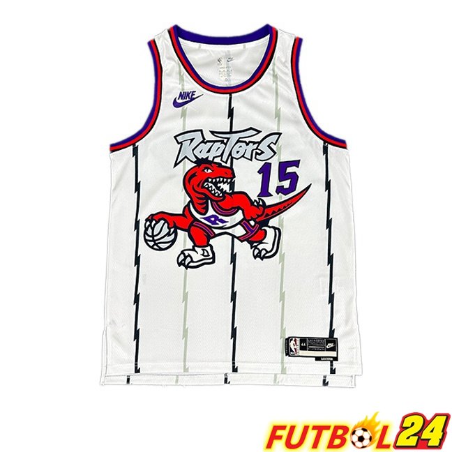 Camiseta NBA Toronto Raptors (Vince Carter 15) Retro Blanco 1998-1999