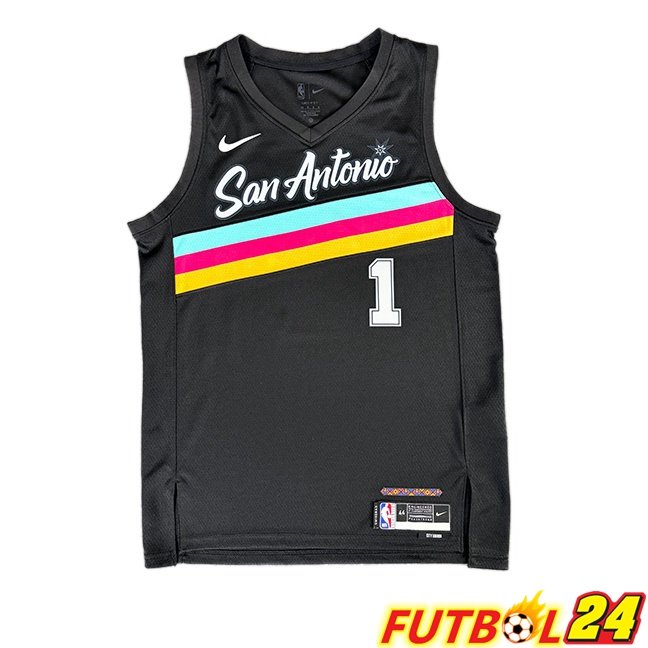 Camiseta NBA San Antonio Spurs (Victor Wembanyama 1) Negro 2025/2026