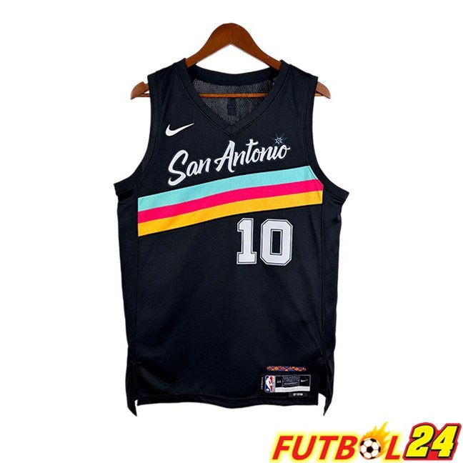 Camiseta NBA San Antonio Spurs (Jeremy Sochan 10) Negro 2025/2026