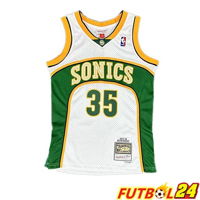 Camiseta NBA Oklahoma City Thunder (Kevin Durant 35) Retro Blanco Verde 2007-2008