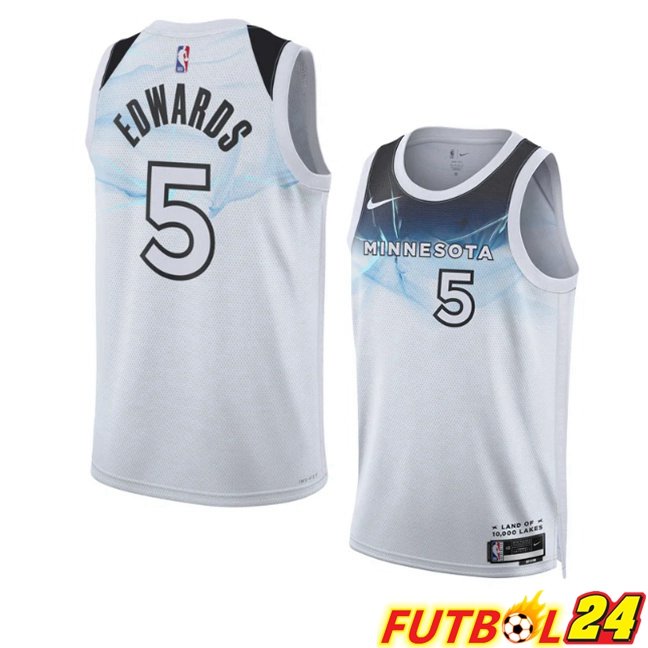 Camiseta NBA Minnesota Timberwolves (Anthony Edwards 5) Blanco 2024/2025