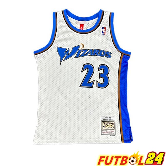 Camiseta NBA Washington Wizards (Michael Jordan 23) Retro Blanco 2001-2002