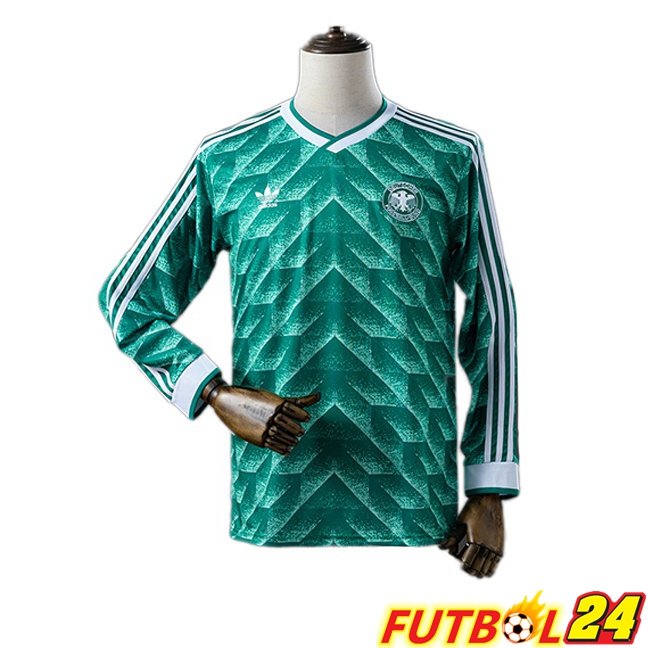 Camisetas De Futbol Alemania Retro Segunda Manga Larga Verde 1990