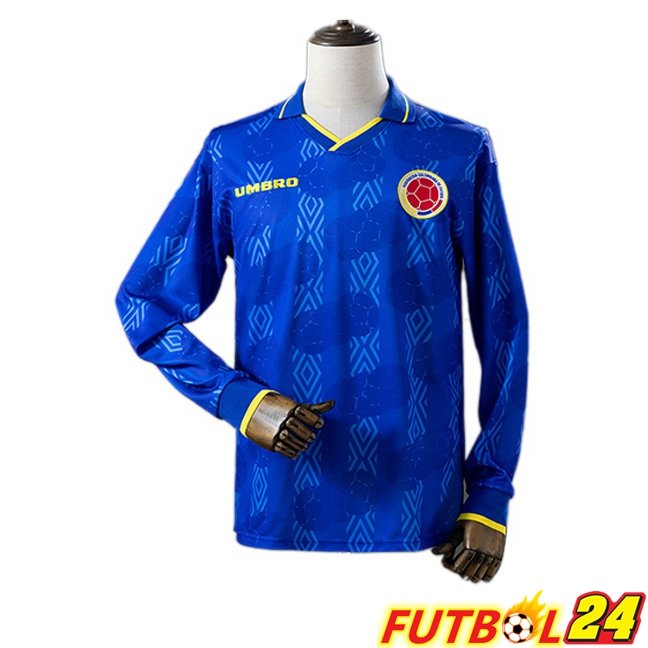 Camisetas De Futbol Colombia Retro Segunda Manga Larga Azul 1994