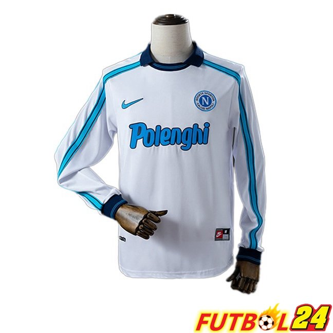 Camisetas De Futbol SSC Napoli Retro Segunda Manga Larga Blanco 1998-1999