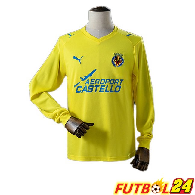 Camisetas De Futbol Villarreal Retro Primera Manga Larga Amarillo 2008-2009