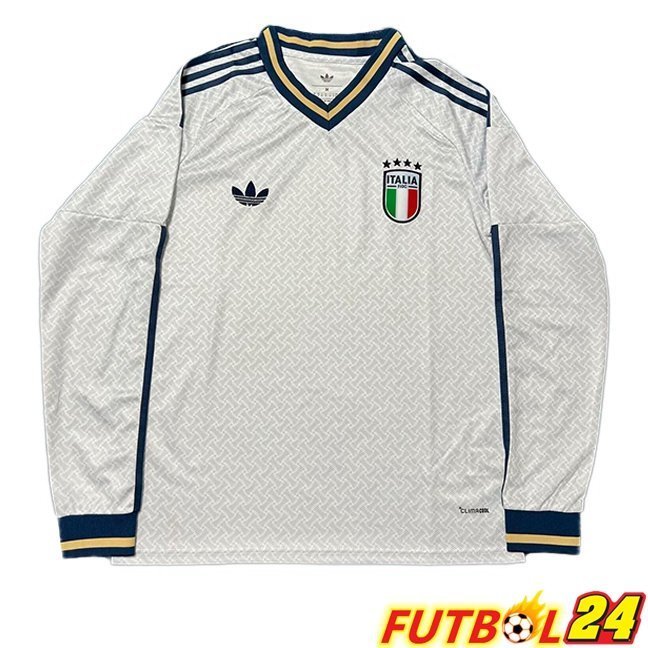 Camisetas De Futbol Italia Segunda Manga Larga Blanco 2026/2027