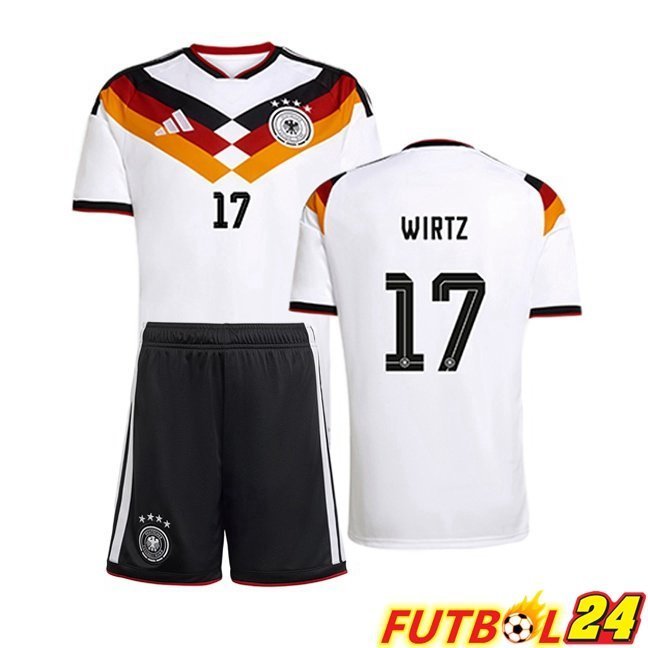 Camisetas De Futbol Alemania (WIRTZ 17) Ninos Primera Blanco 2026/2027