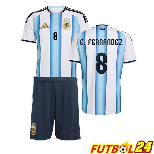 Camisetas De Futbol Argentina (E. FERNANDEZ 8) Ninos Primera Azul Blanco 2026/2027