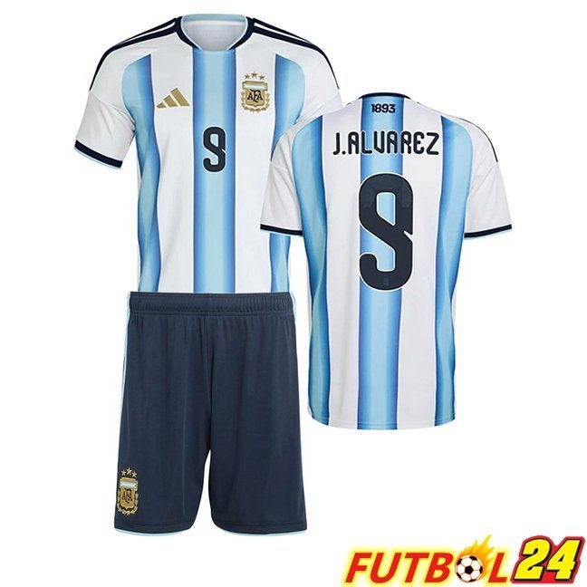 Camisetas De Futbol Argentina (J.ALVAREZ 9) Ninos Primera Azul Blanco 2026/2027