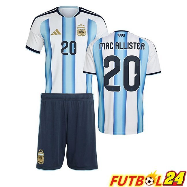 Camisetas De Futbol Argentina (MAC ALLISTER 20) Ninos Primera Azul Blanco 2026/2027