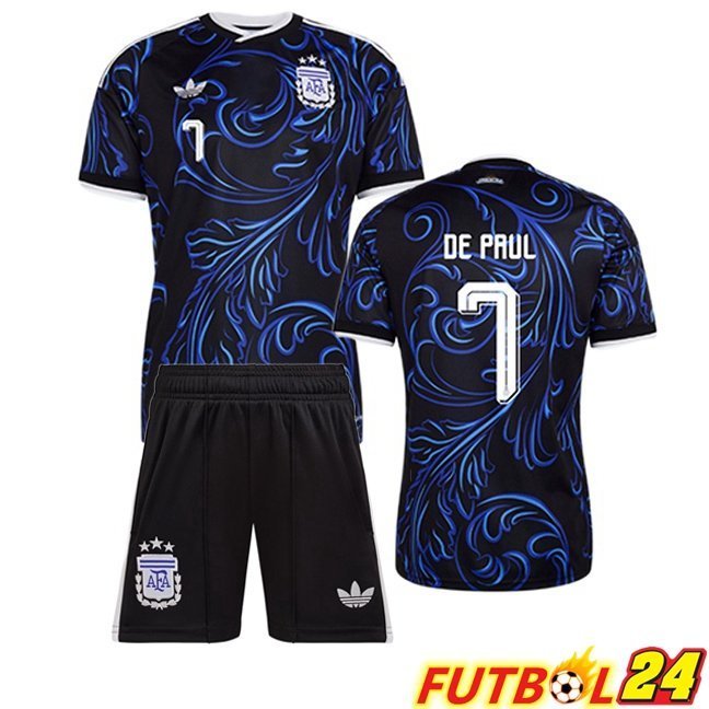 Camisetas De Futbol Argentina (DE PAUL 7) Ninos Segunda Azul Real 2026/2027