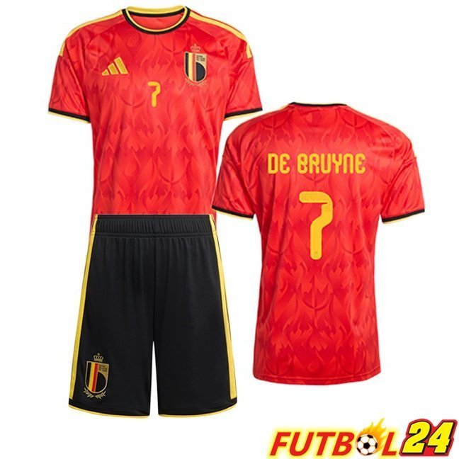 Camisetas De Futbol Bélgica (DE BRUYNE 7) Ninos Primera Rojo 2026/2027
