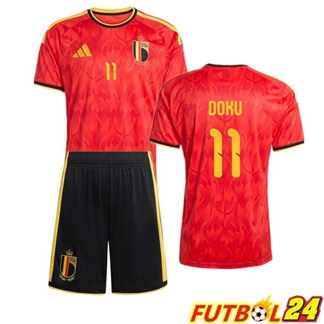Camisetas De Futbol Bélgica (DOKU 11) Ninos Primera Rojo 2026/2027