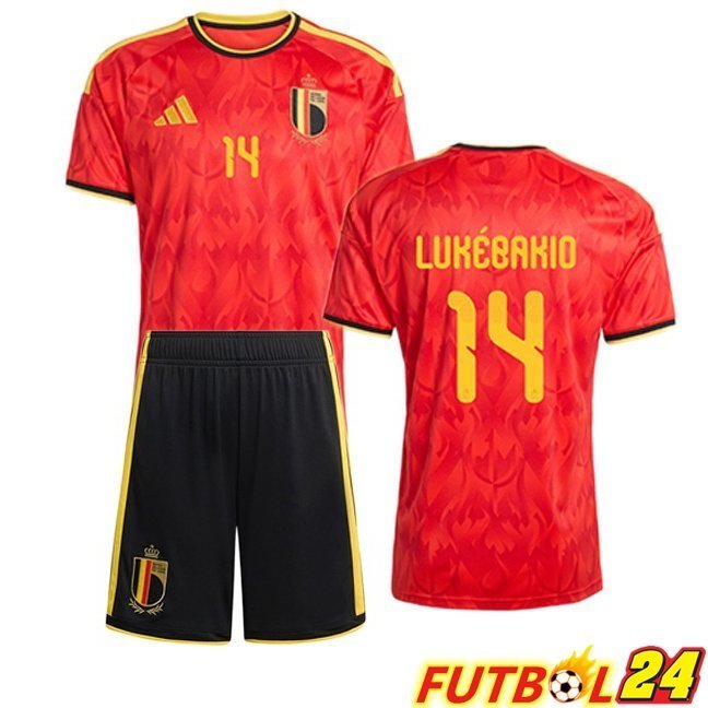 Camisetas De Futbol Bélgica (LUKÉBAKIO 14) Ninos Primera Rojo 2026/2027