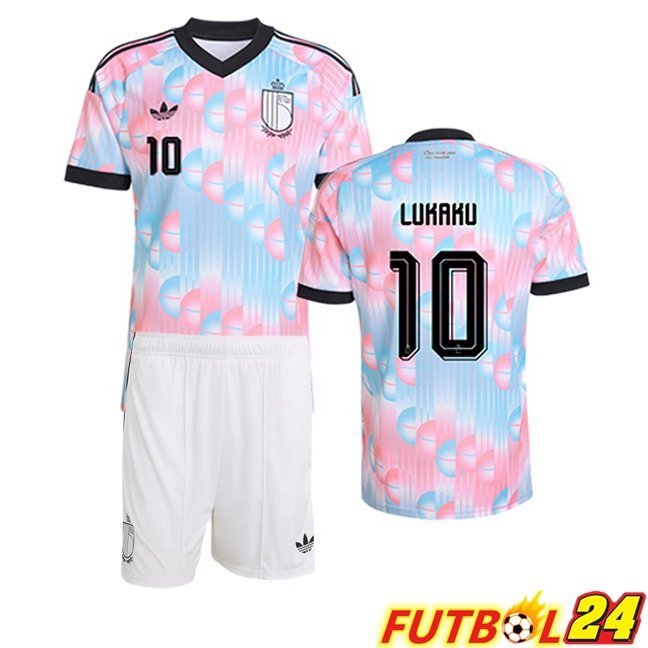 Camisetas De Futbol Bélgica (LUKAKU 10) Ninos Segunda Rosado Azul 2026/2027