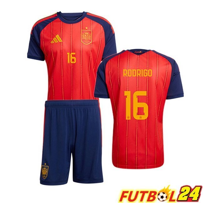 Camisetas De Futbol España (RODRIGO 16) Ninos Primera Rojo 2026/2027