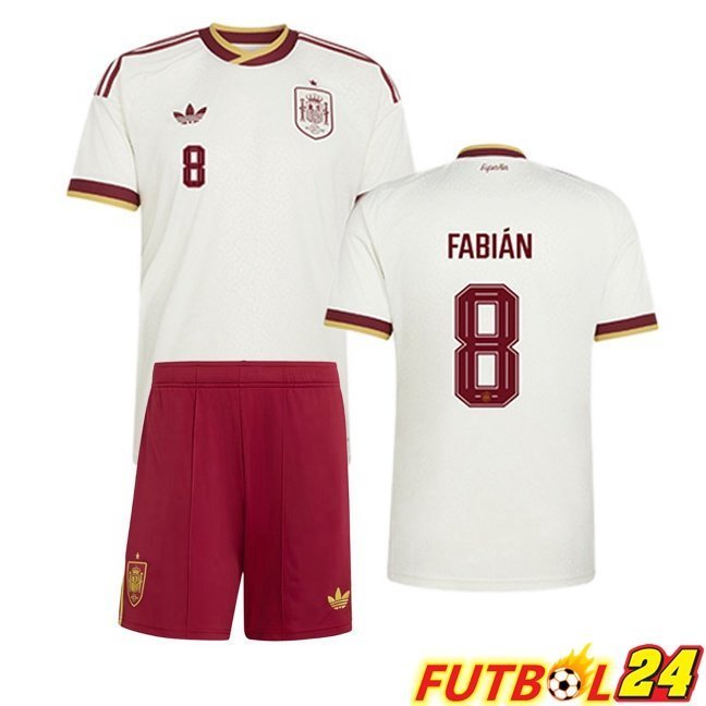 Camisetas De Futbol España (FABIÁN 8) Ninos Segunda Blanco 2026/2027