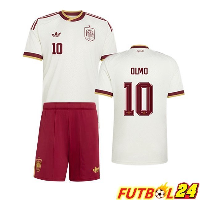 Camisetas De Futbol España (OLMO 10) Ninos Segunda Blanco 2026/2027