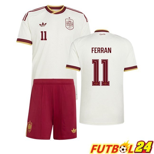 Camisetas De Futbol España (FERRAN 11) Ninos Segunda Blanco 2026/2027