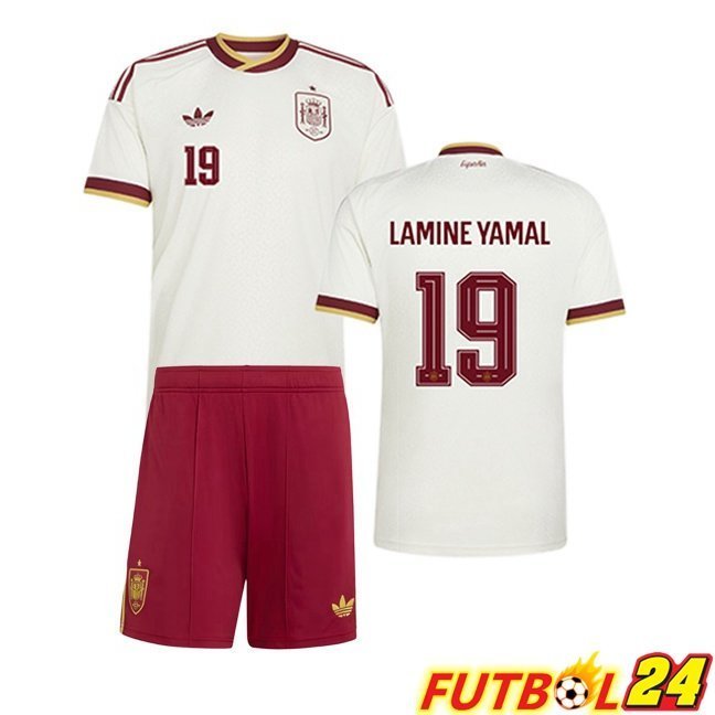 Camisetas De Futbol España (LAMINE YAMAL 19) Ninos Segunda Blanco 2026/2027