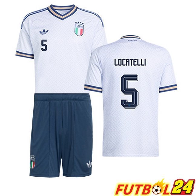 Camisetas De Futbol Italia (LOCATELLI 5) Ninos Segunda Blanco 2026/2027