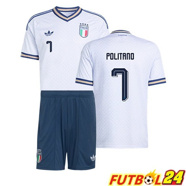 Camisetas De Futbol Italia (POLITANO 7) Ninos Segunda Blanco 2026/2027