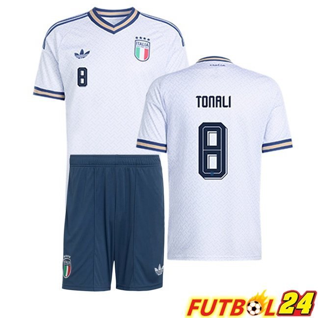 Camisetas De Futbol Italia (TONALI 8) Ninos Segunda Blanco 2026/2027