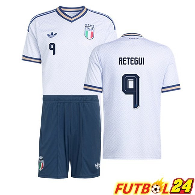 Camisetas De Futbol Italia (RETEGUI 9) Ninos Segunda Blanco 2026/2027