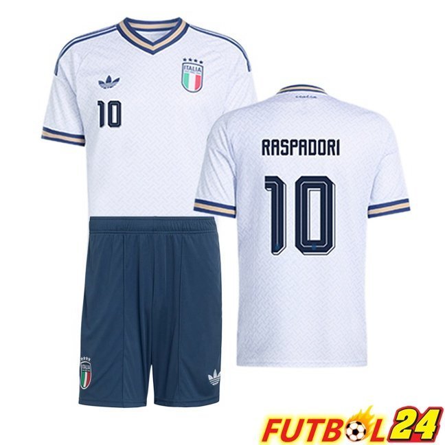 Camisetas De Futbol Italia (RASPADORI 10) Ninos Segunda Blanco 2026/2027
