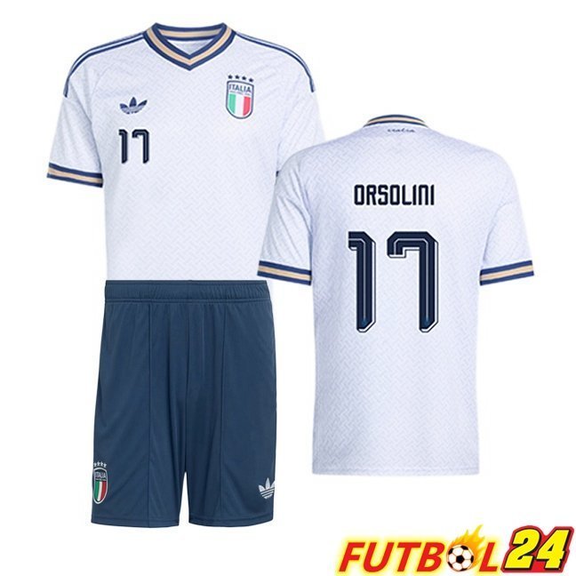 Camisetas De Futbol Italia (ORSOLINI 17) Ninos Segunda Blanco 2026/2027