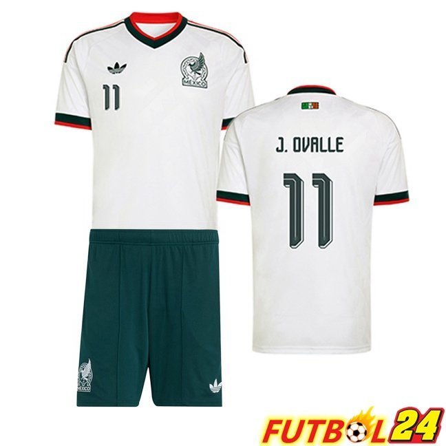 Camisetas De Futbol México (J. OVALLE 11) Ninos Segunda Blanco 2026/2027
