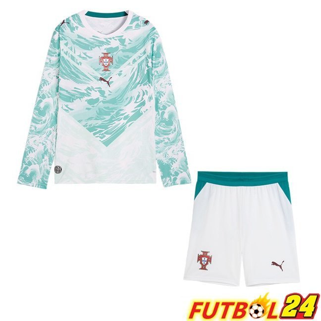 Camisetas De Futbol Portugal Ninos Segunda Manga Larga Verde Blanco 2026/2027